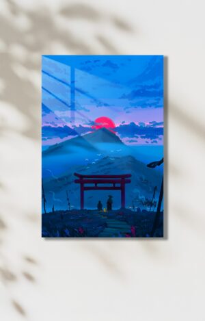Ghost of Tsushima HD Metal Poster – Japon Torii Kapısı Gün Batımı Manzara