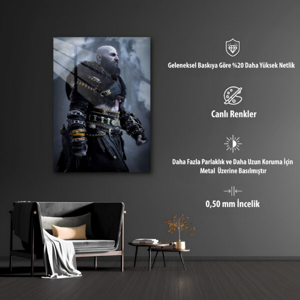 GoW Kratos Temalı HD Metal Tablo Poster