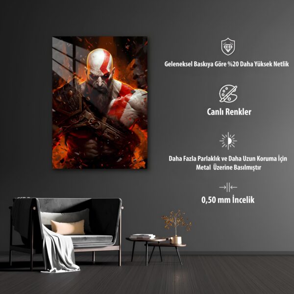 GoW Kratos Temalı HD Metal Tablo Poster