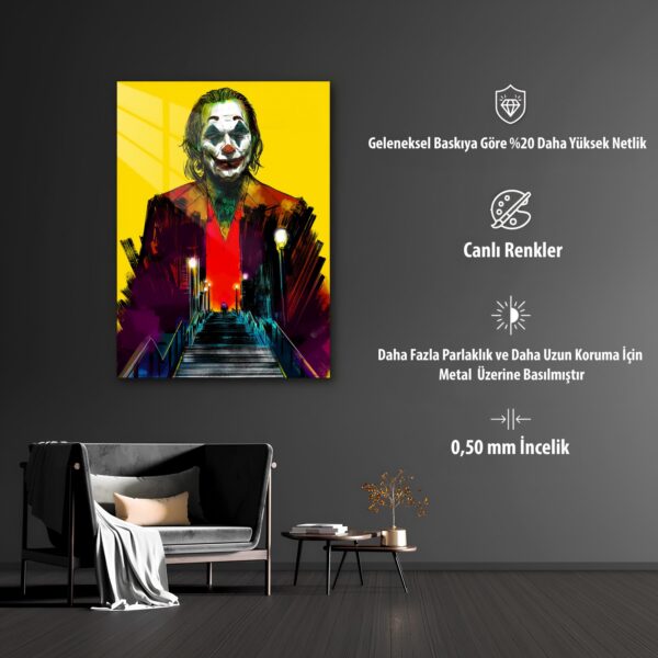Joker Temalı Renkli HD Metal Tablo Poster