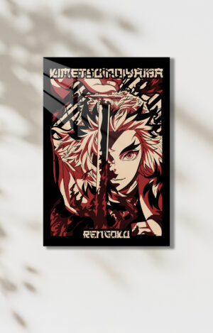 Kimmetsu No Yaiba Rengoku Temalı HD Metal Tablo Poster