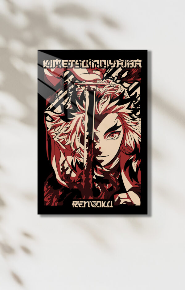 Kimmetsu No Yaiba Rengoku Temalı HD Metal Tablo Poster