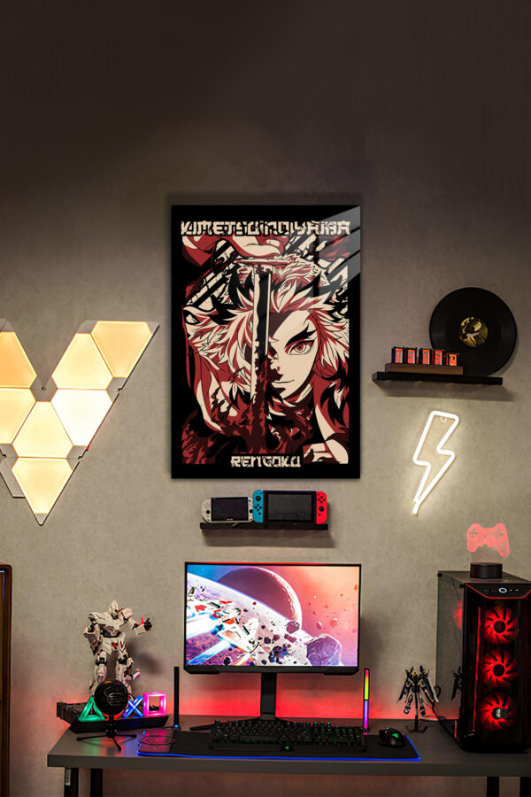 Kimmetsu No Yaiba Rengoku Temalı HD Metal Tablo Poster