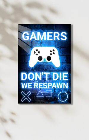 Oyun Konsolu Temalı Gamers Dont Die HD Metal Tablo Poster