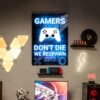 Oyun Konsolu Temalı Gamers Dont Die HD Metal Tablo Poster