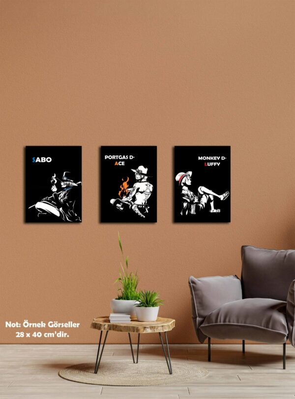 One Piece Sabo - Ace - Luffy HD Metal Poster Seti 3’lü