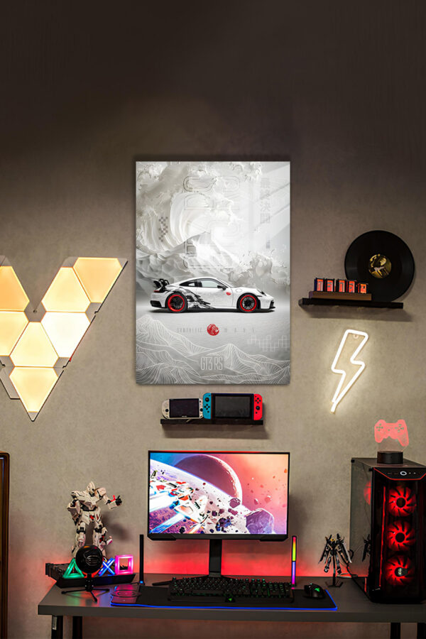 Japon Stil Cyberpunk Araba Posteri - GT3 RS Temalı HD Metal Tablo Poster
