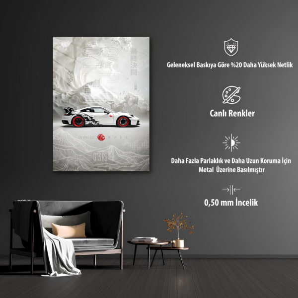 Japon Stil Cyberpunk Araba Posteri - GT3 RS Temalı HD Metal Tablo Poster