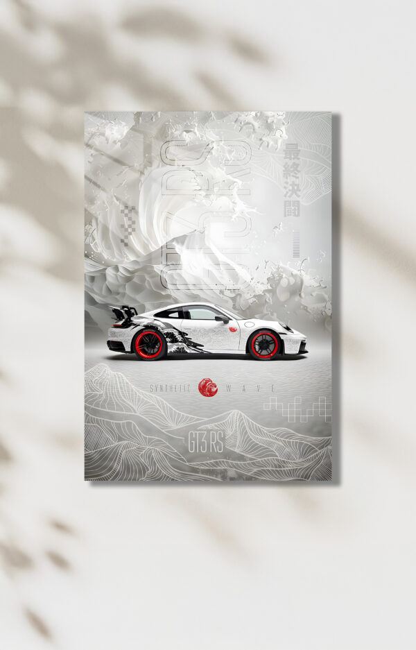 Japon Stil Cyberpunk Araba Posteri - GT3 RS Temalı HD Metal Tablo Poster