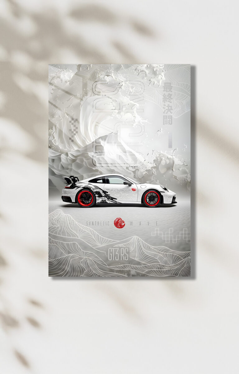 Japon Stil Cyberpunk Araba Posteri - GT3 RS Temalı HD Metal Tablo Poster