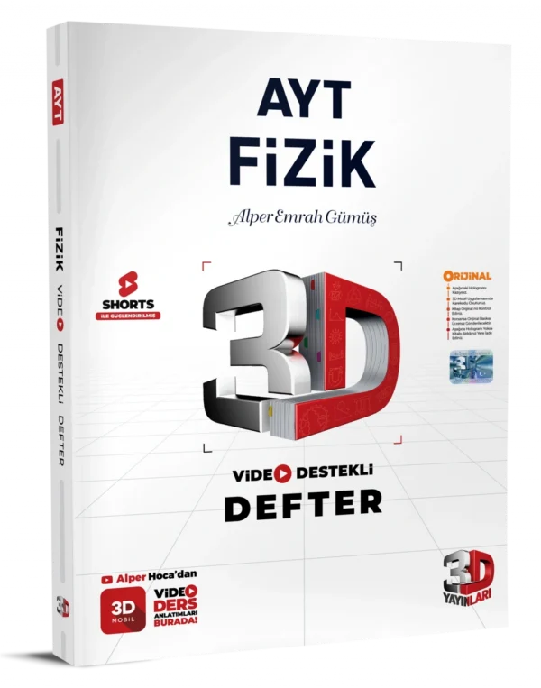 3D Yayınları AYT Fizik Video Destekli Defter